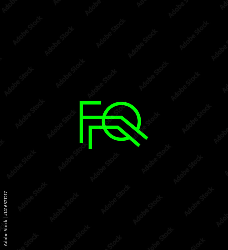 Modern Green Line Art Logo Design Letters FQ, Abstract, Minimalist, Clean, Geometric, Branding, Init Modern Green Line Art Logo Design Letters FQ, Abstract, Minimalist, Clean, Geometric, Branding, Init