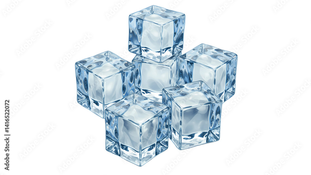 Ice Cubes with Water Droplets Isolated on Transparent Background Ice Cubes with Water Droplets Isolated on Transparent Background