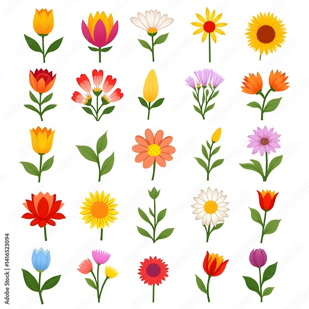 Spring Floral Elements Set – Hand-drawn Flowers & Leaves Collection Spring Floral Elements Set – Hand-drawn Flowers & Leaves Collection