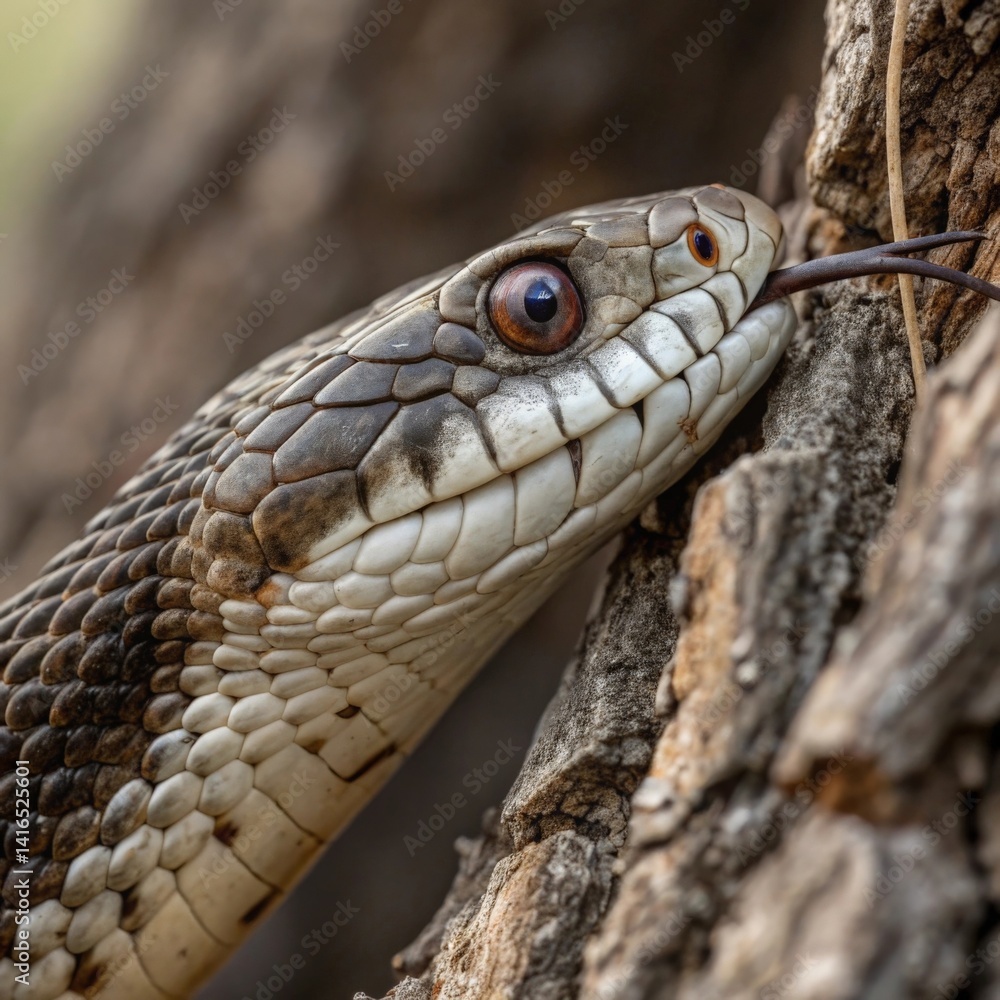 Camouflaged Snake on Forest Tree Camouflaged Snake on Forest Tree