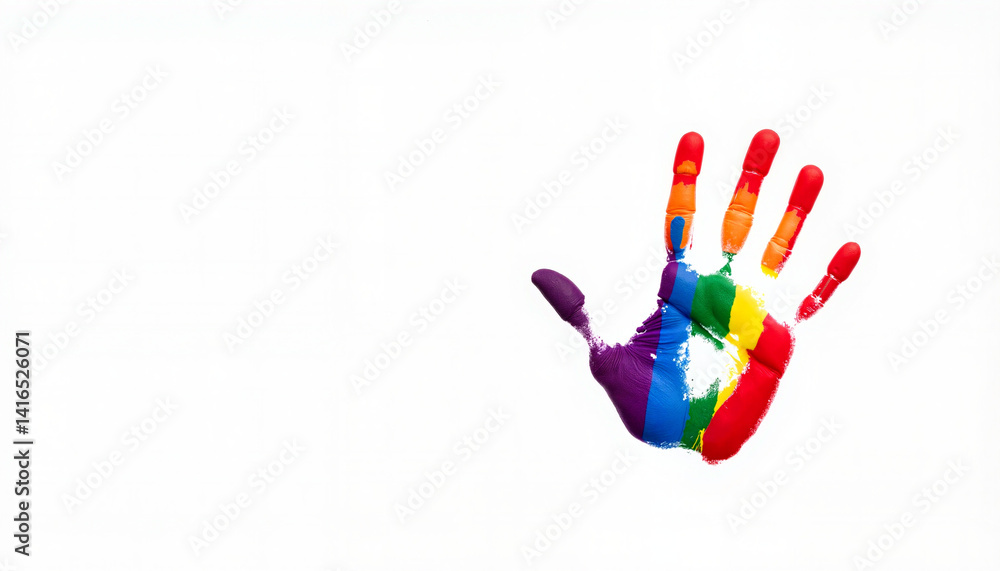 Colorful handprint symbolizing diversity and inclusion on white background Colorful handprint symbolizing diversity and inclusion on white background