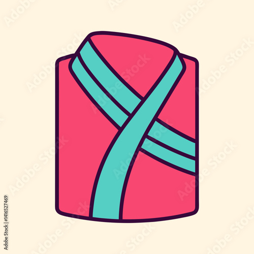 Stylized Pink and Blue Robe with awareness vector illustration, Self love theme Bold Outlines on an Off White Background