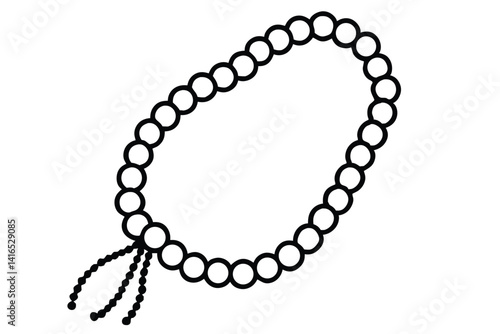 Tasbeeh prayer beads line art vector icon isolated on white background