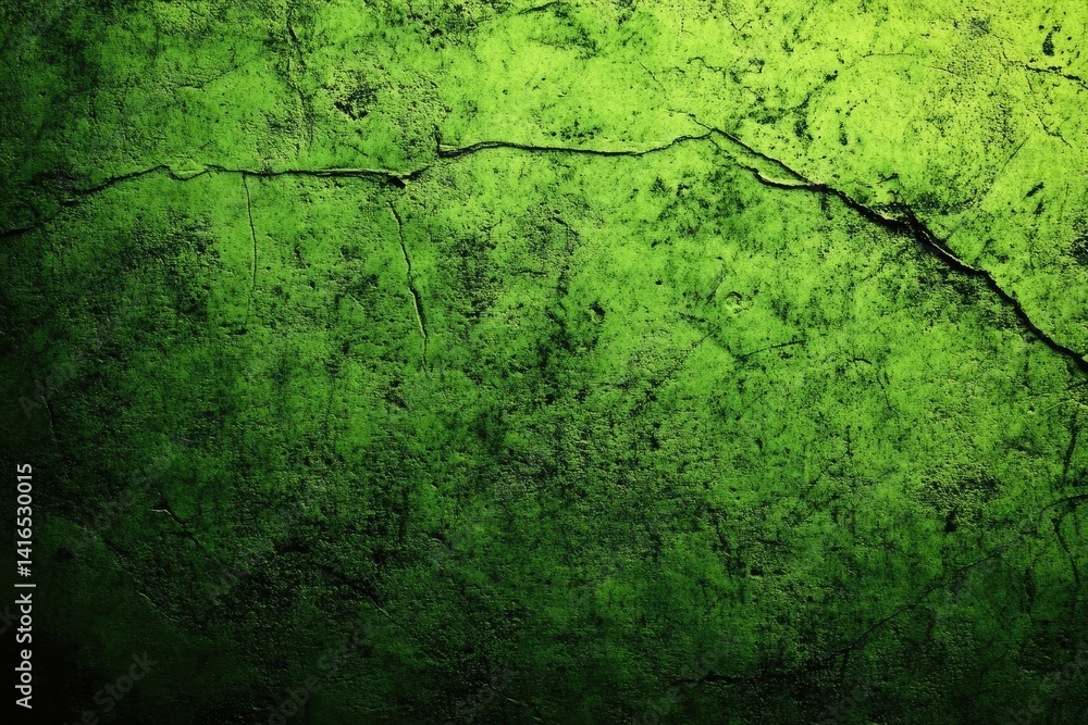 Grunge Green Textured Concrete Wall with Crack Lines in Dark Gradient Pattern Grunge Green Textured Concrete Wall with Crack Lines in Dark Gradient Pattern