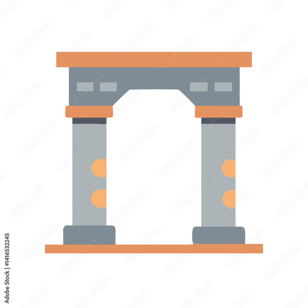 Ancient Archway Structure Icon Representing Historical Architecture and Cultural Heritage