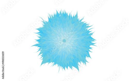 A blue and white flower, isolated to highlight its floral beauty, contrasts with a blue and white abstract design, embodying a spring or summer nature illustration