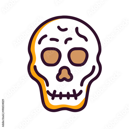 Human Skull Fossil Icon Representing Archaeological Discovery and Anthropology