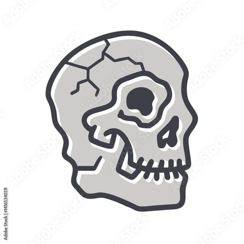 Human Skull Fossil Icon Representing Archaeological Discovery and Anthropology