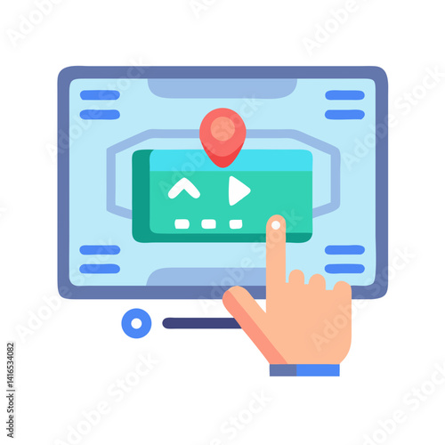 Interactive Virtual Guide Screen Icon Representing Digital Assistance and User Navigation