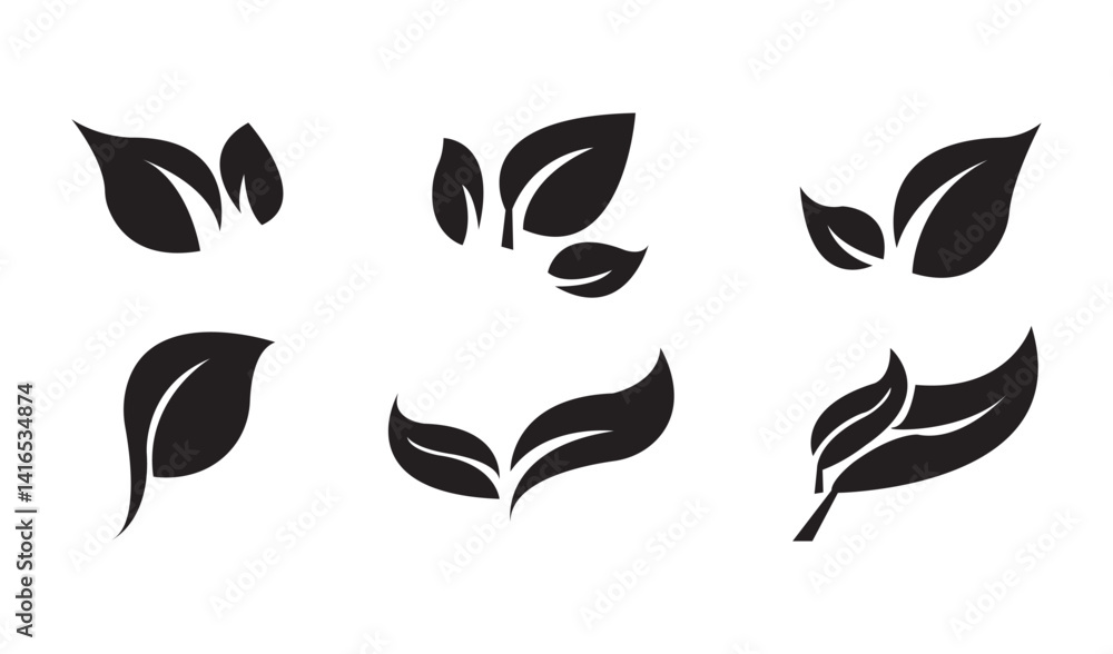 Set of leaf icons. Leaves icon. Leaves of trees and plants. Collection green leaf. Elements design for natural, eco, bio, vegan labels. Vector illustration. Set of leaf icons. Leaves icon. Leaves of trees and plants. Collection green leaf. Elements design for natural, eco, bio, vegan labels. Vector illustration.