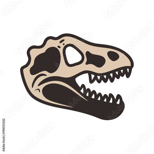 Tyrannosaurus Skull Fossil Icon Representing Dinosaur and Paleontological Discovery