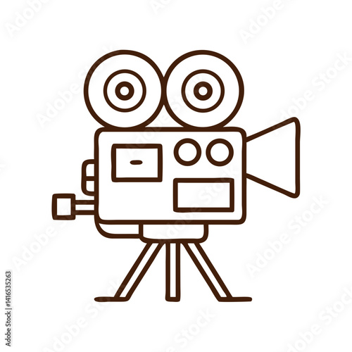 Vintage Film Projector Icon Representing Classic Cinema and Movie Screening