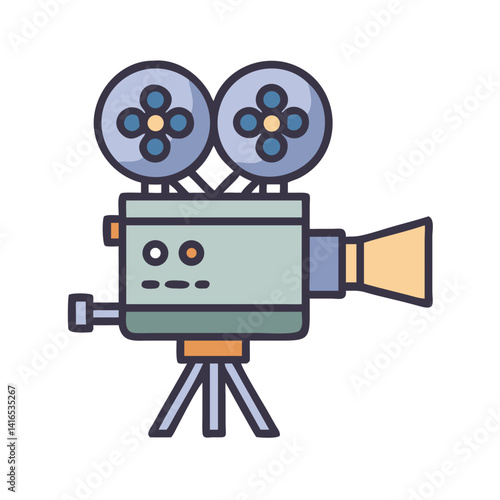 Vintage Film Projector Icon Representing Classic Cinema and Movie Screening