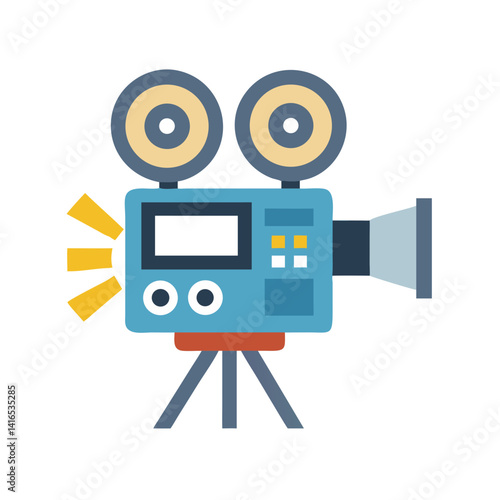 Vintage Film Projector Icon Representing Classic Cinema and Movie Screening
