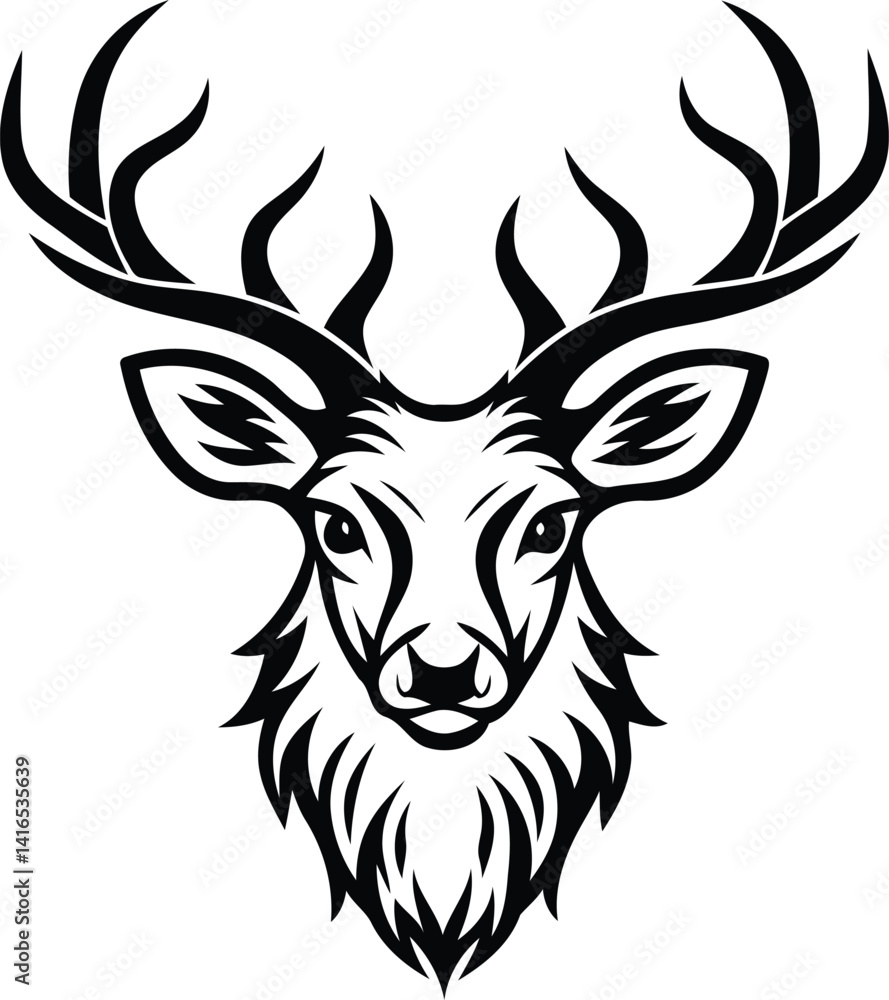 Deer Head decorative silhouette vector illustration, Deer Head premium quality vector logo icon design Deer Head decorative silhouette vector illustration, Deer Head premium quality vector logo icon design