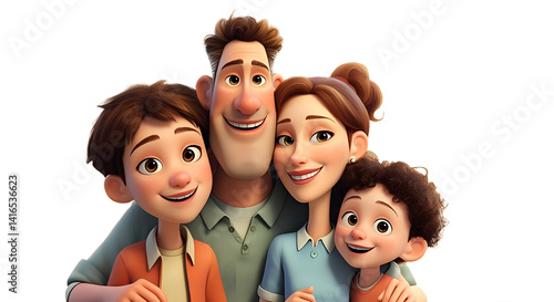 PNG Catoon 3d render of a happy family.