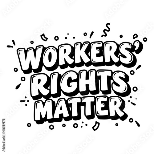 Bold, stylized graphic perfect for social media campaigns, advocacy posters, or educational materials focusing on workers' rights.  Suitable for editorial or marketing purposes.