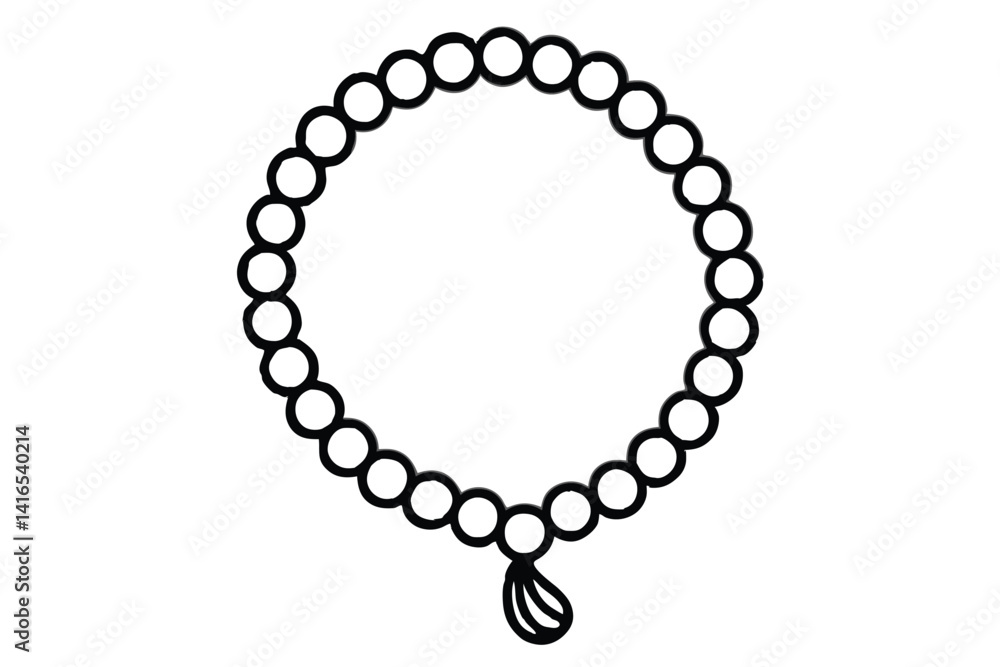 Obraz premium Tasbeeh prayer beads line art vector icon isolated on white background