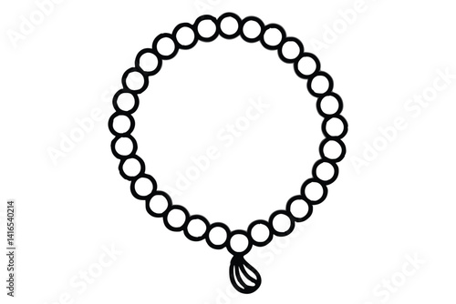 Tasbeeh prayer beads line art vector icon isolated on white background