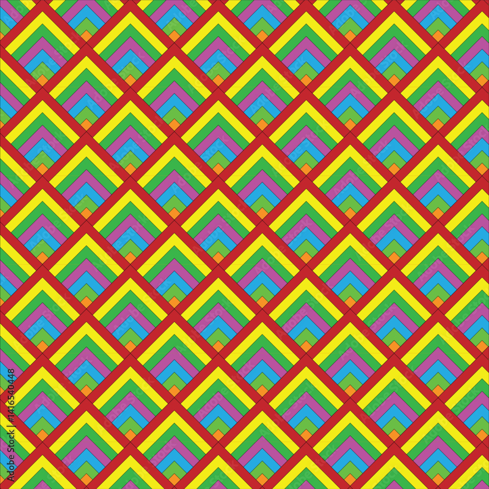 Seamless geometric vector pattern featuring pink diamond shapes and lines for a retro textile design Seamless geometric vector pattern featuring pink diamond shapes and lines for a retro textile design