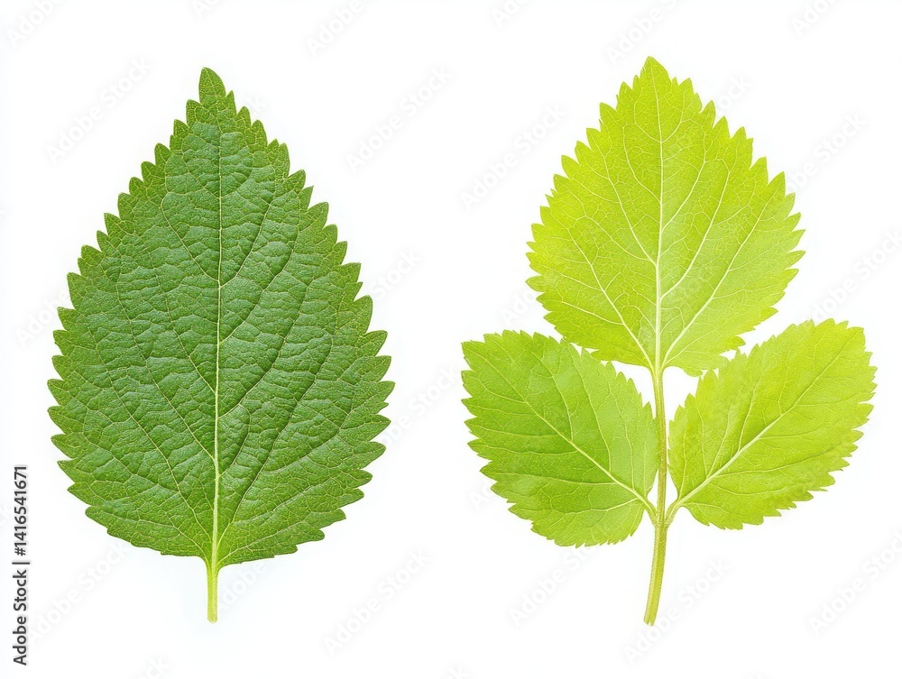 Fresh herb leaf combo isolated with white background Fresh herb leaf combo isolated with white background
