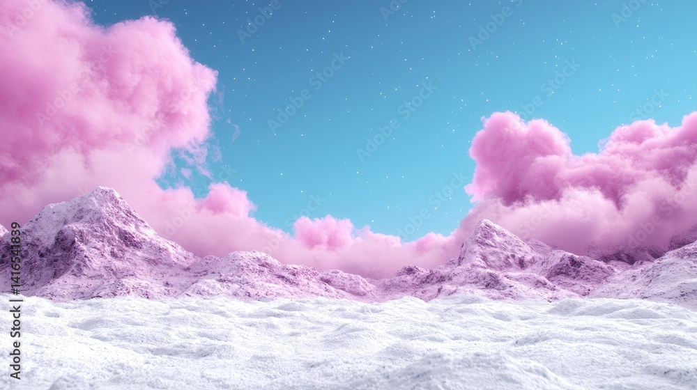Fototapeta premium Dreamy pastel sky with soft pink and purple clouds peaceful ethereal background