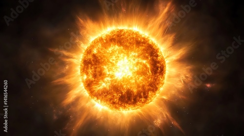 Fiery Celestial Body: A Stunning Visualization of a Star's Intense Energy