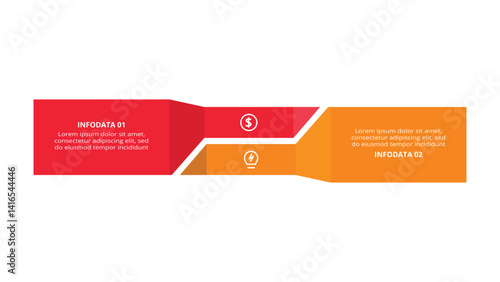 Workflow concept for infographic with 2 steps, options, parts or processes. Business data visualization.