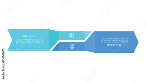 Workflow concept for infographic with 2 steps, options, parts or processes. Business data visualization.
