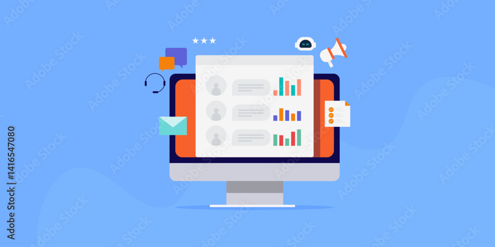 CRM - customer relation management software tool with AI chat assistant, business customer support, marketing campaign and profile data management system. CRM - customer relation management software tool with AI chat assistant, business customer support, marketing campaign and profile data management system.