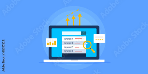 Search engine optimization, keyword research and web traffic analytics campaign monitoring, SEO service for e-business concept.