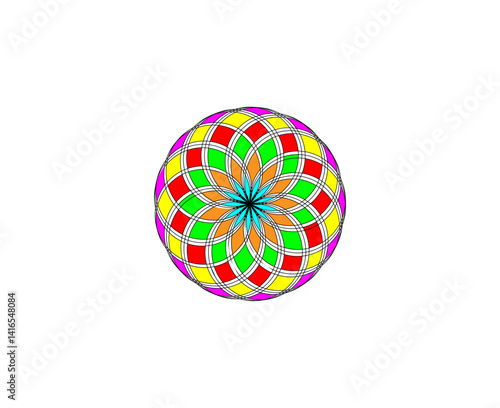 A bright rainbow of colorful easter eggs, an artful vector design with a round pattern