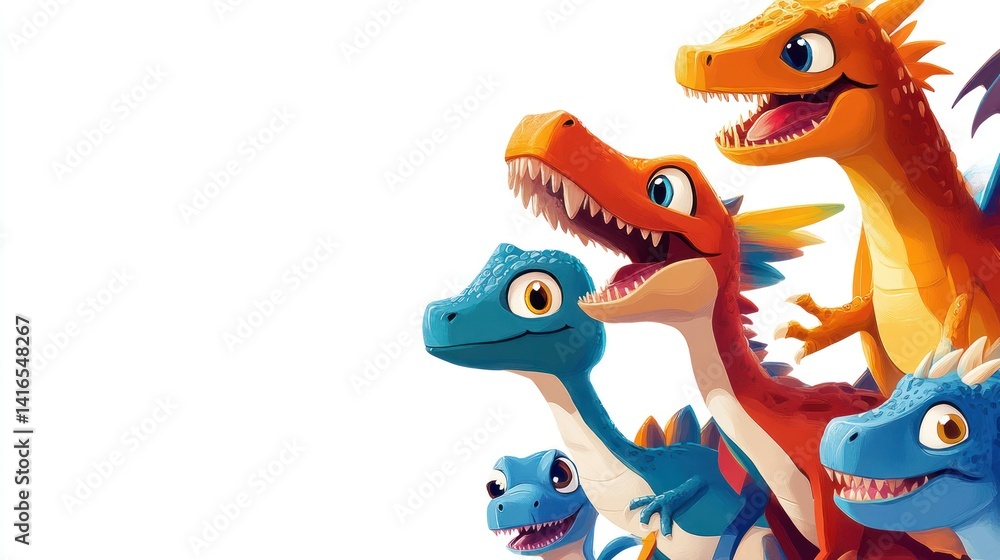 Cute dragons in a group Cute dragons in a group