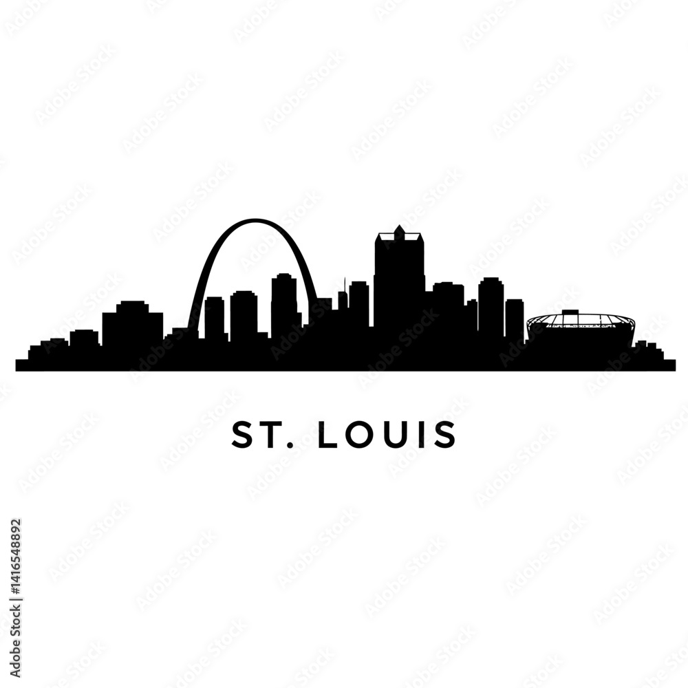 Naklejka premium St Louis Skyline Silhouette with Missouri, and USA.