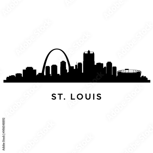 St Louis Skyline Silhouette with Missouri, and USA.