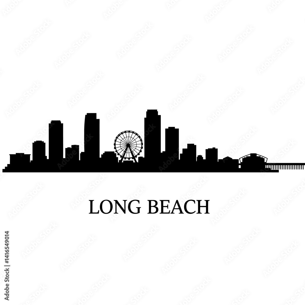 Long Beach Skyline Silhouette Cityscape vector. Long Beach Skyline Silhouette Cityscape vector.