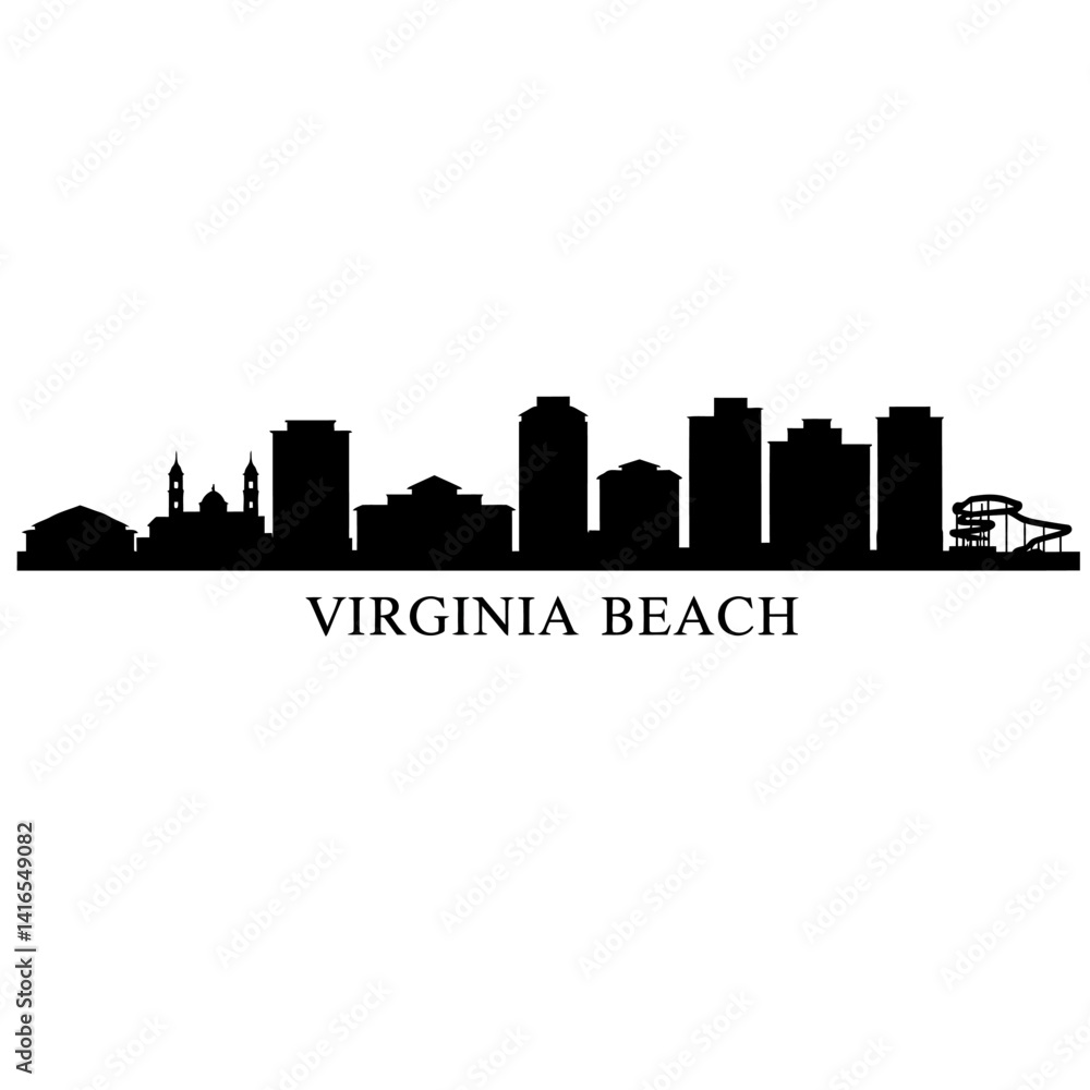 Virginia Beach Skyline Black Silhouette. Virginia Beach Skyline Black Silhouette.