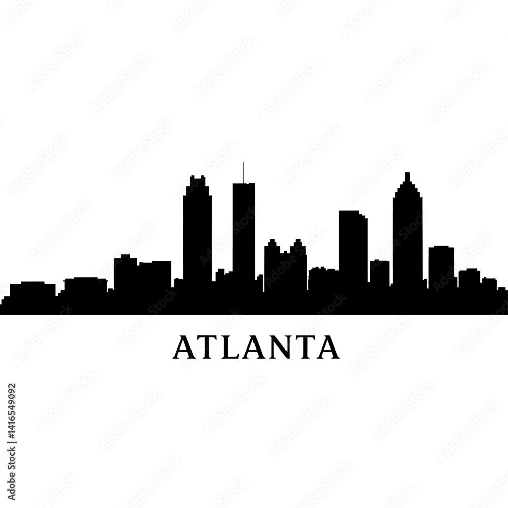 Atlanta Skyline Silhouette Vector. Atlanta Skyline Silhouette Vector.