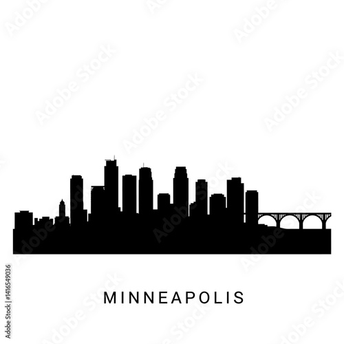 Minneapolis Skyline Silhouette with Cityscape.