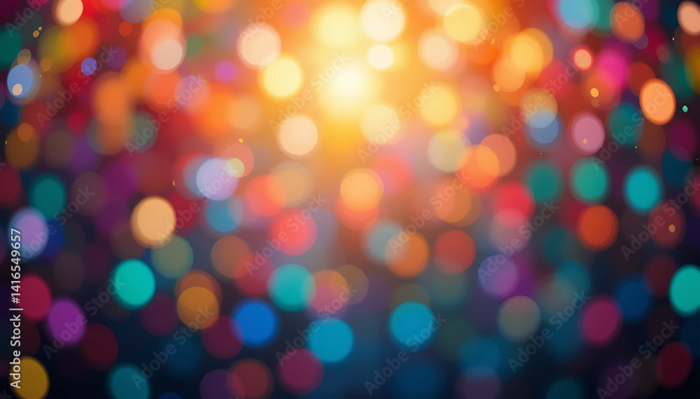 Obraz premium Abstract background with blurred colorful bokeh lights and a bright central light source