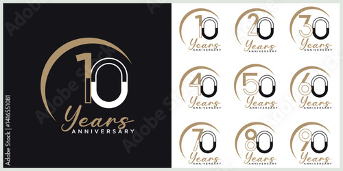 anniversary set logotype vector with brown and white color for special celebration day
