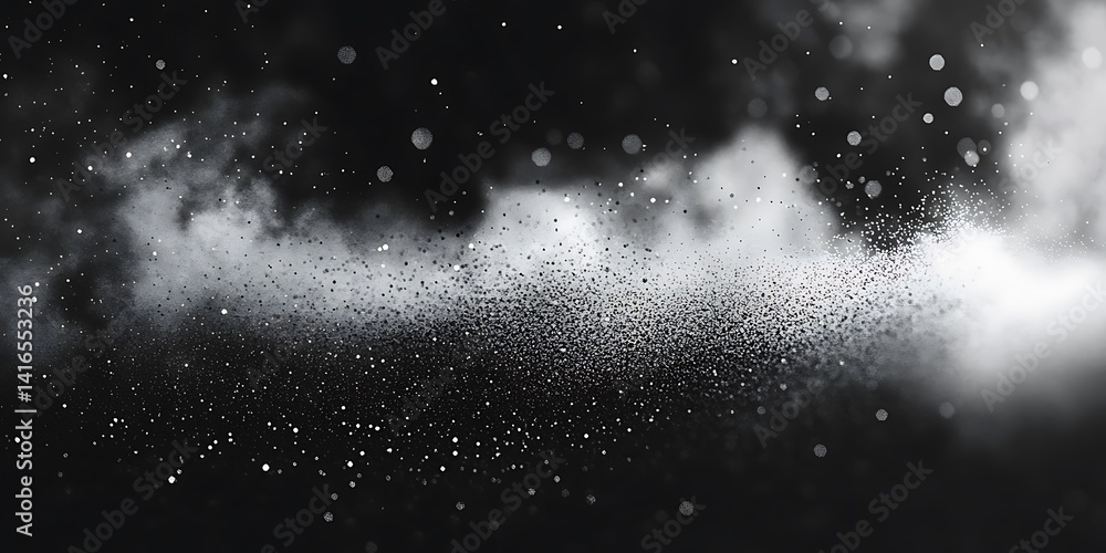 Fototapeta premium Whisper of Dust and Light: Abstract image that evokes a sense of mystery with a soft arrangement of delicate particles dancing in a hazy cloudscape.