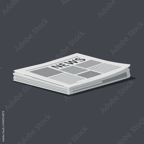 Stack of folded newspapers with news headline in minimal flat style on dark background vector illustration