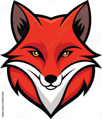 Smiling Fox Head Vector Logo – Modern Red Animal Face Icon Design