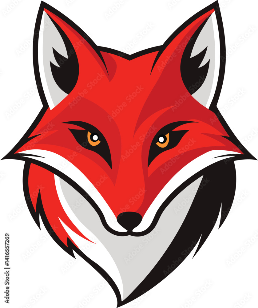 Obraz premium Vector Fox Head Logo Design – Sharp Red Wild Animal Emblem Art