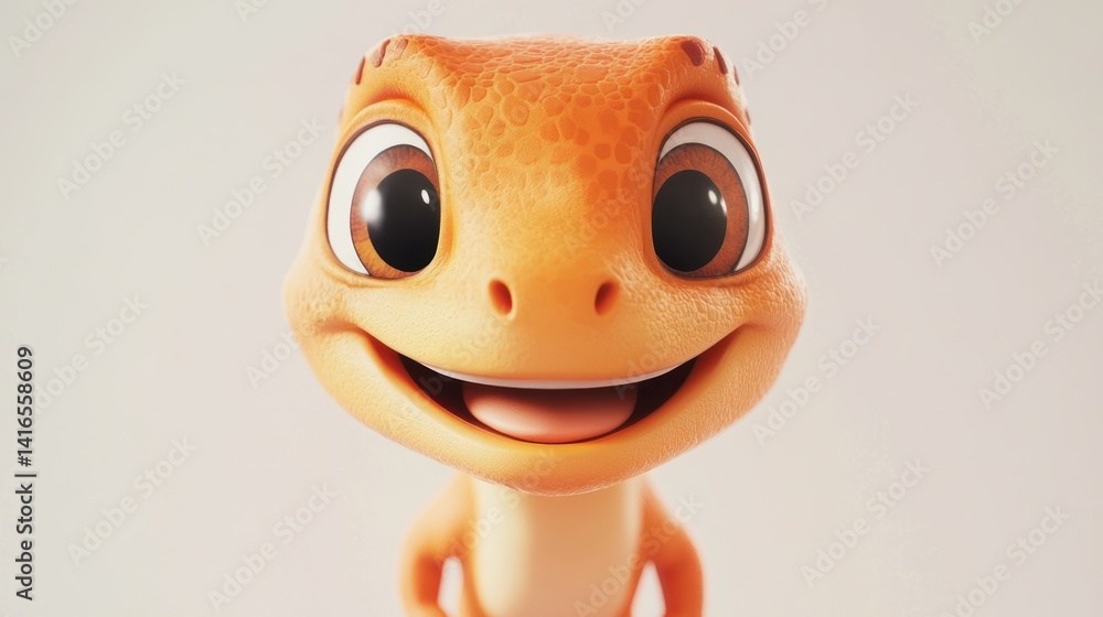Smiling cartoon lizard face