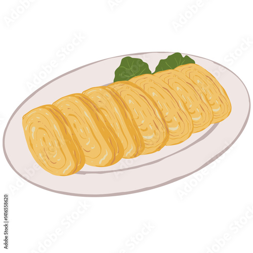 Japanese roll egg in a plate called tamago