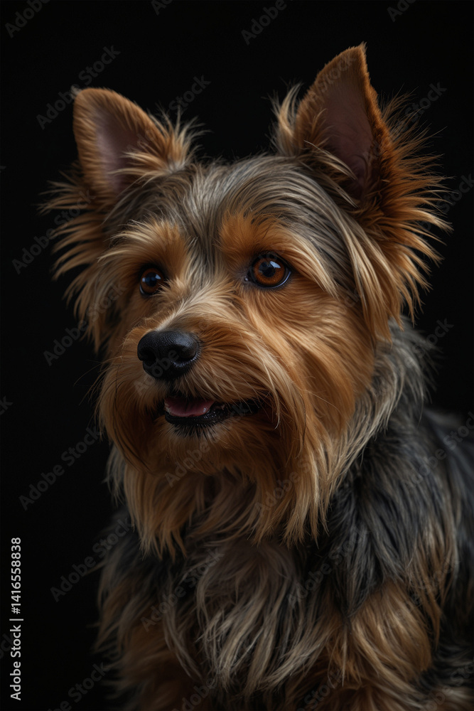 A Yorkshire Terrier with silky fur, bright eyes, and a confident personality. A small but fearless breed, full of charm, intelligence, and affection A Yorkshire Terrier with silky fur, bright eyes, and a confident personality. A small but fearless breed, full of charm, intelligence, and affection