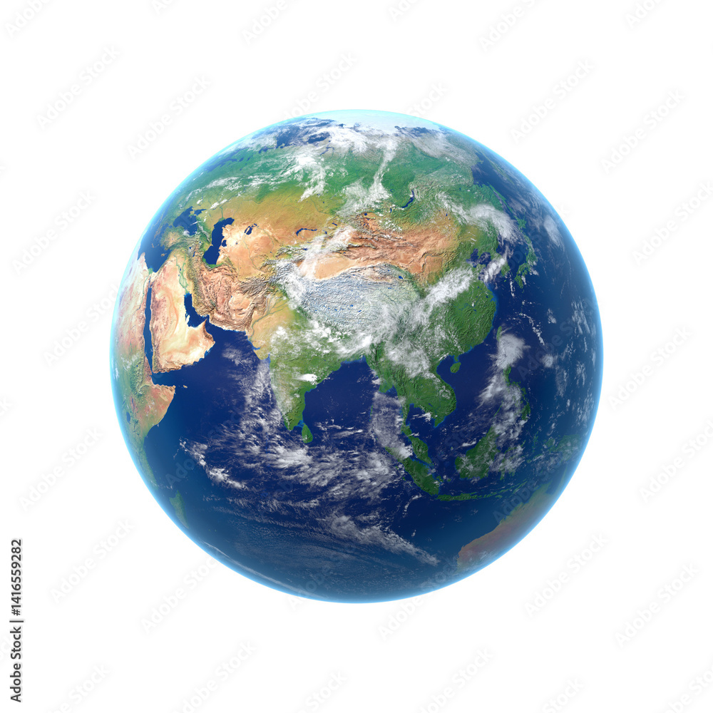 Fototapeta premium 3D Earth Globe Icon on White Background