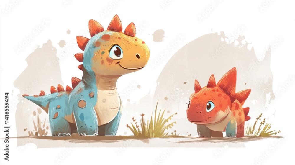 Two adorable dinosaurs